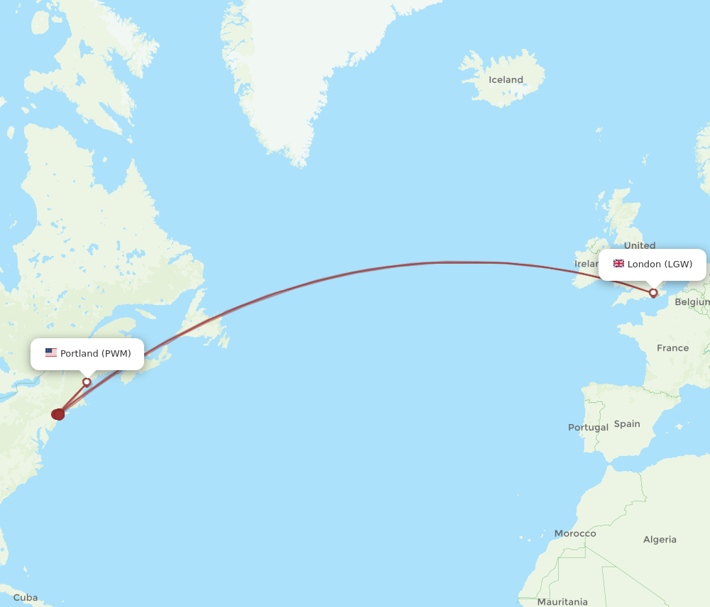 PWM-LGW flight routes