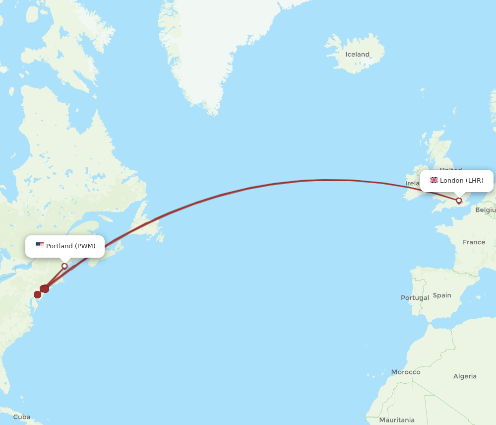 PWM-LHR flight routes