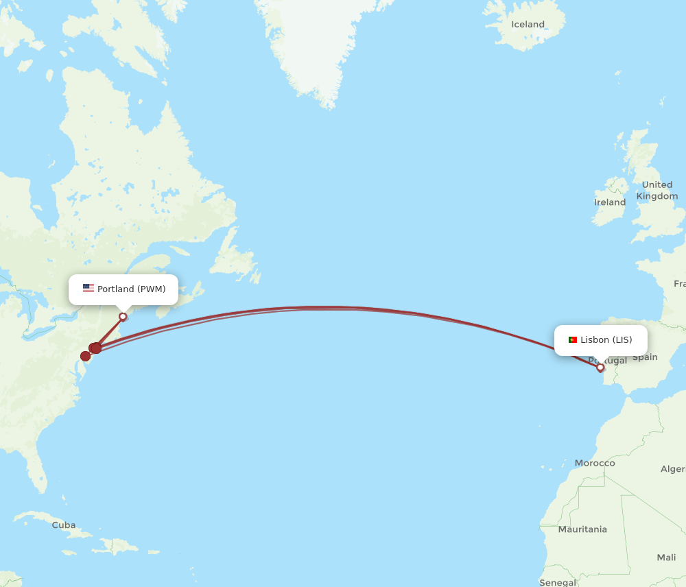 PWM-LIS flight routes