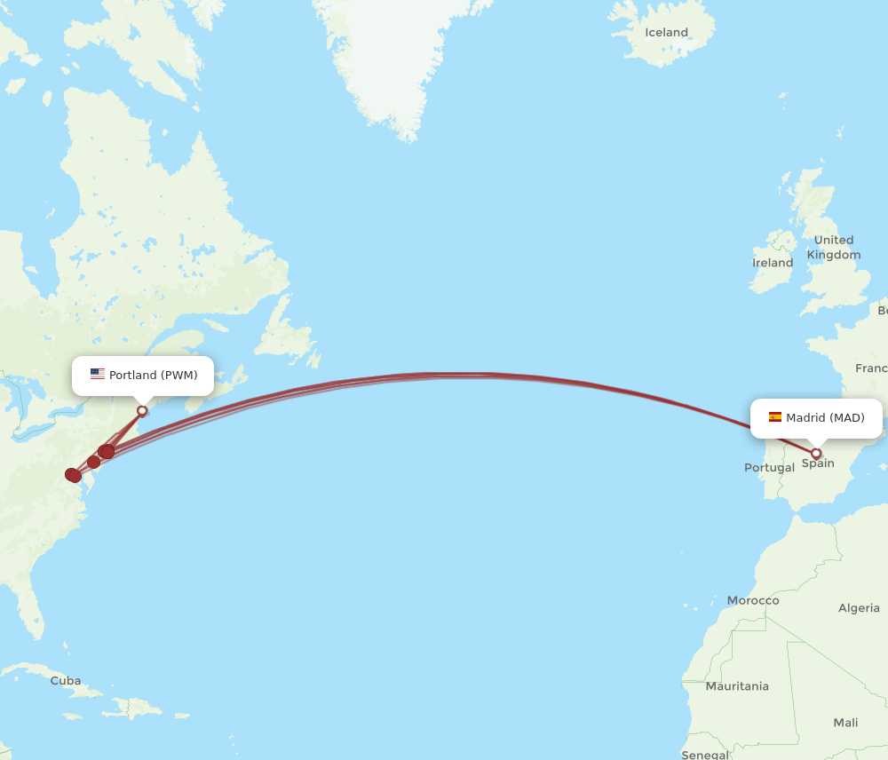 PWM-MAD flight routes