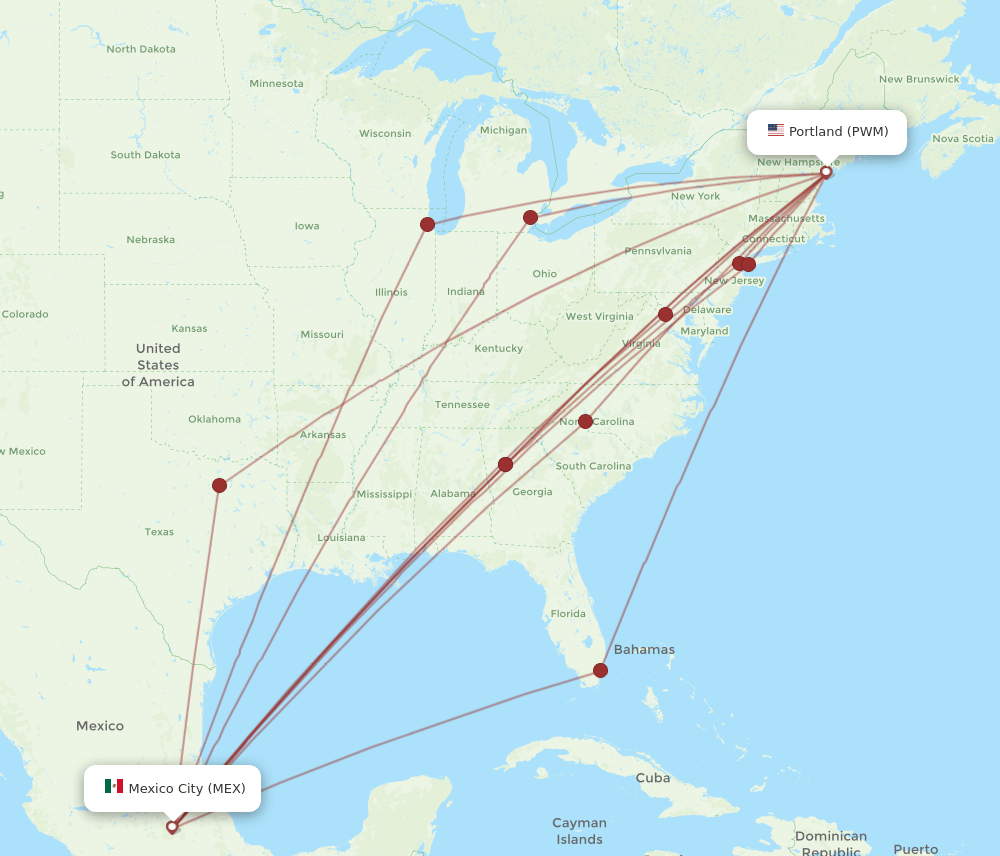PWM-MEX flight routes