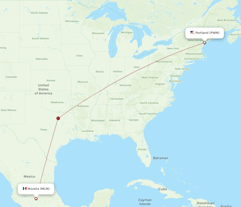 MLM to PWM flights and routes map