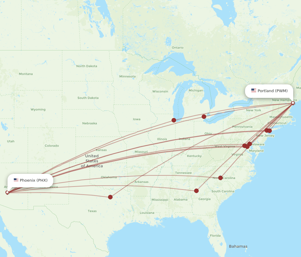 PWM-PHX flight routes