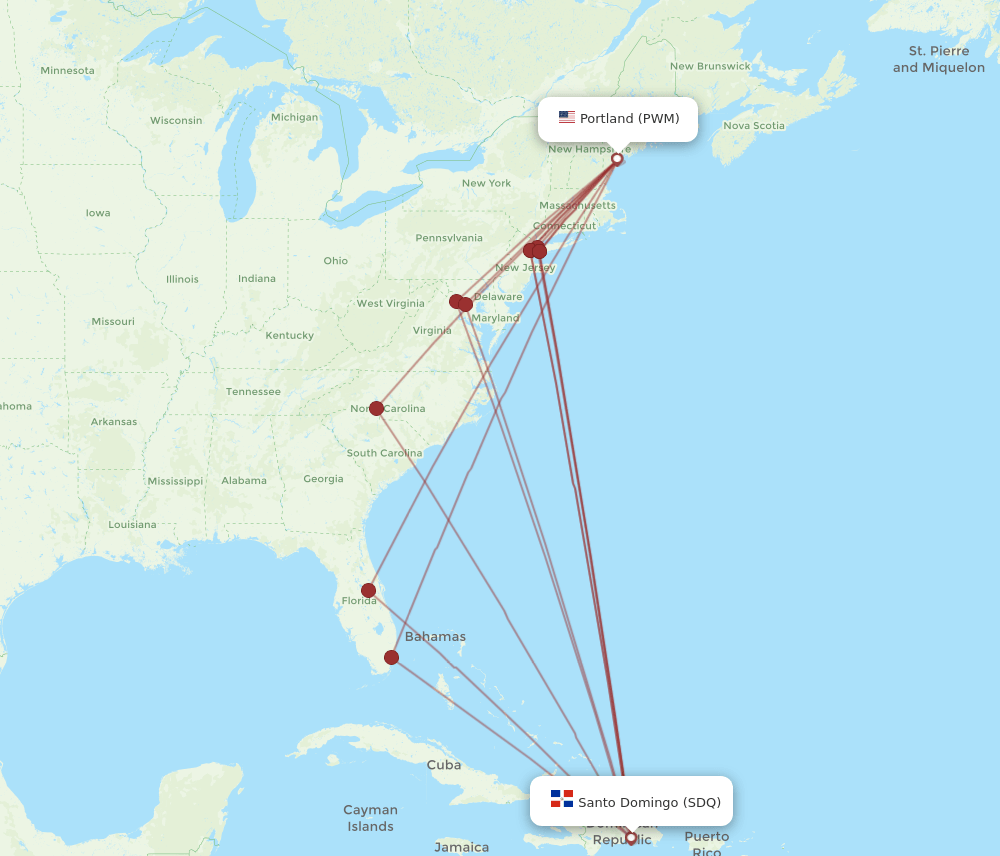 PWM-SDQ flight routes