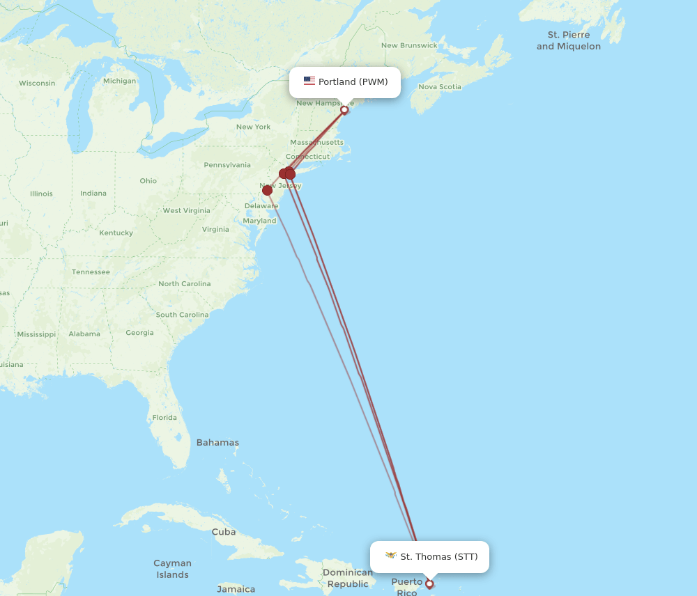 PWM-STT flight routes