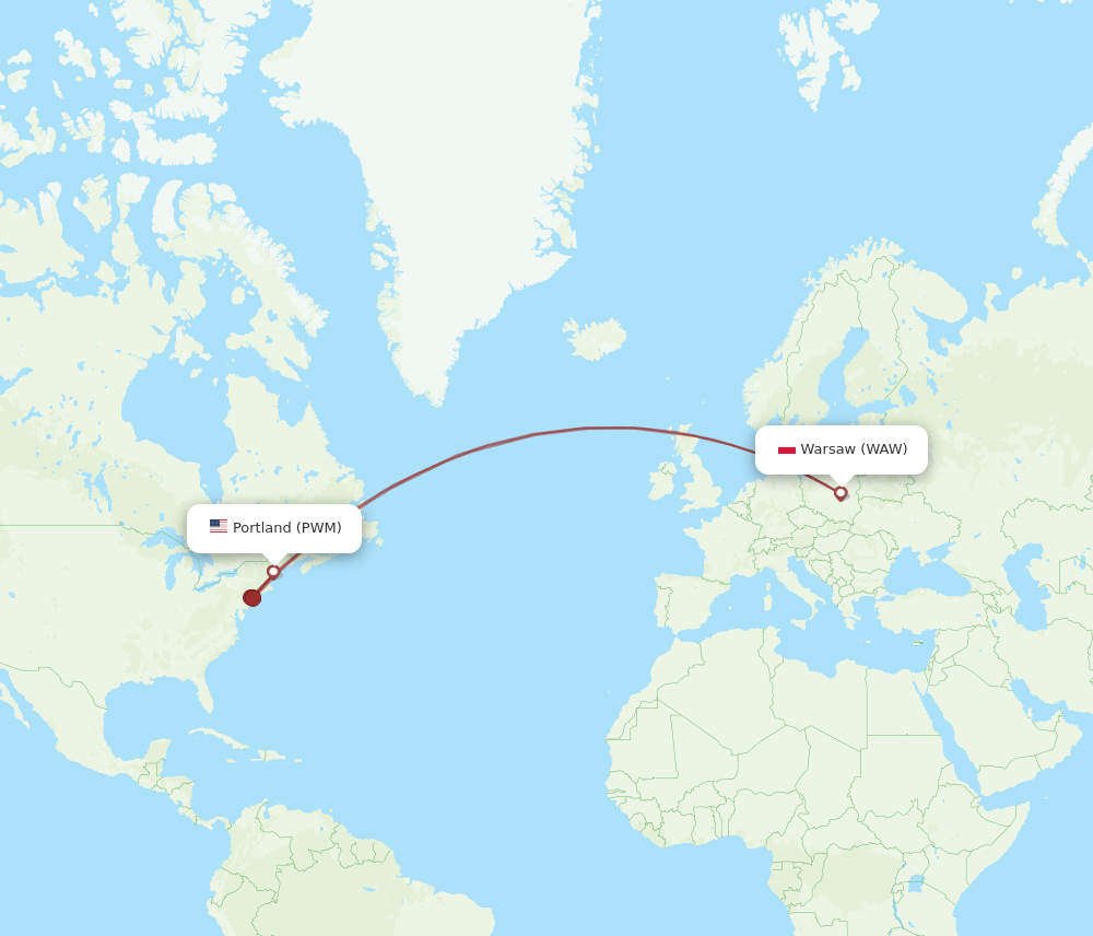 PWM-WAW flight routes