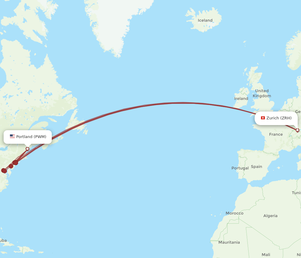 PWM-ZRH flight routes