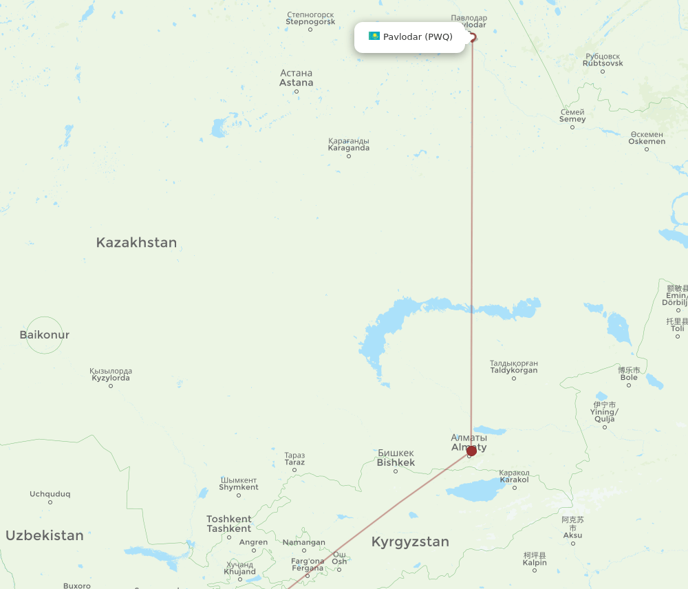 PWQ to DYU flights and routes map