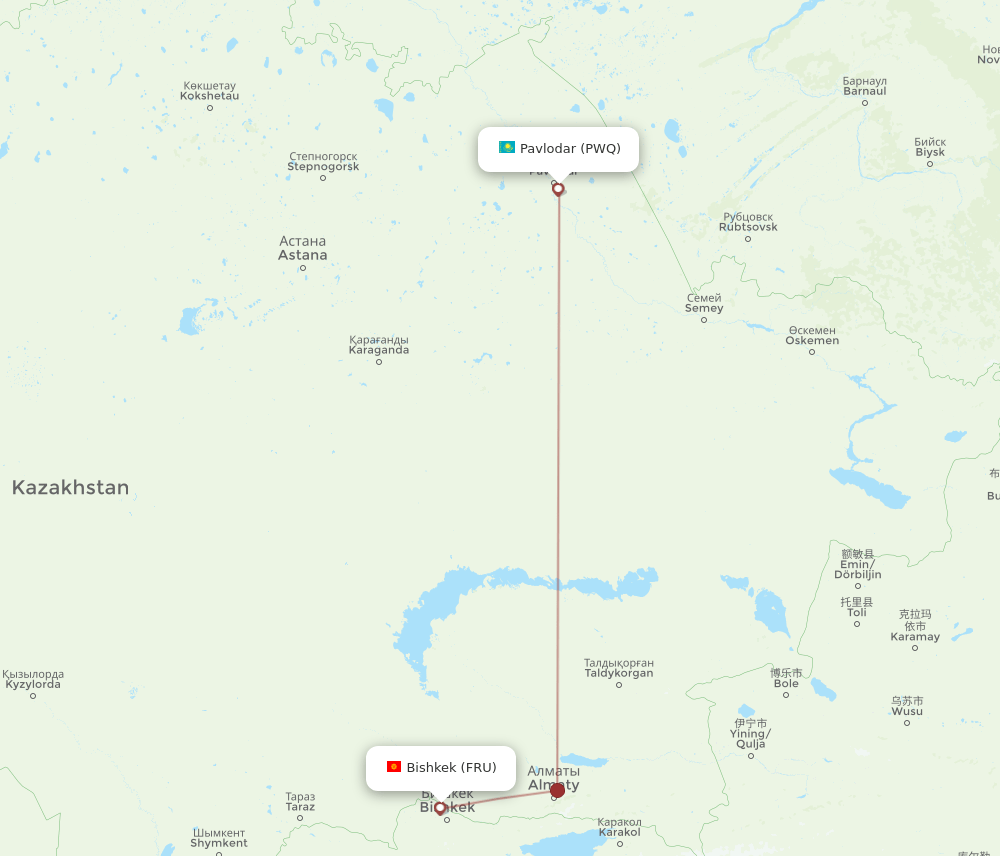 PWQ to FRU flights and routes map