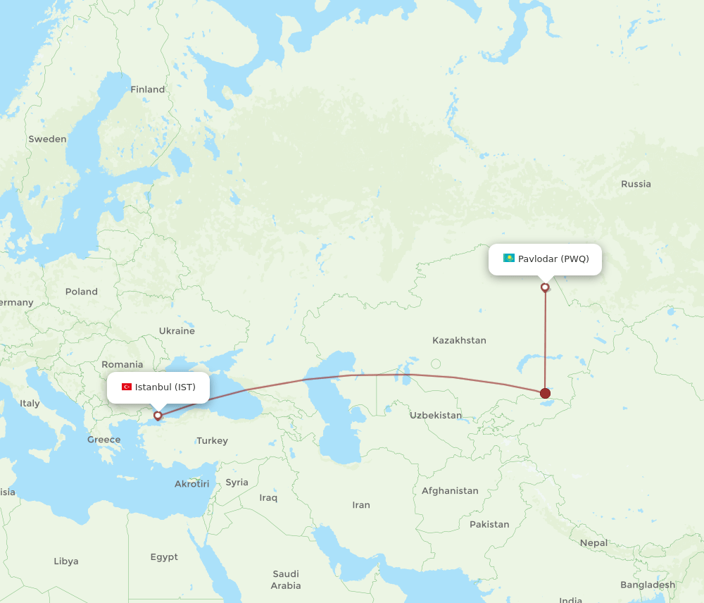 PWQ-IST flight routes