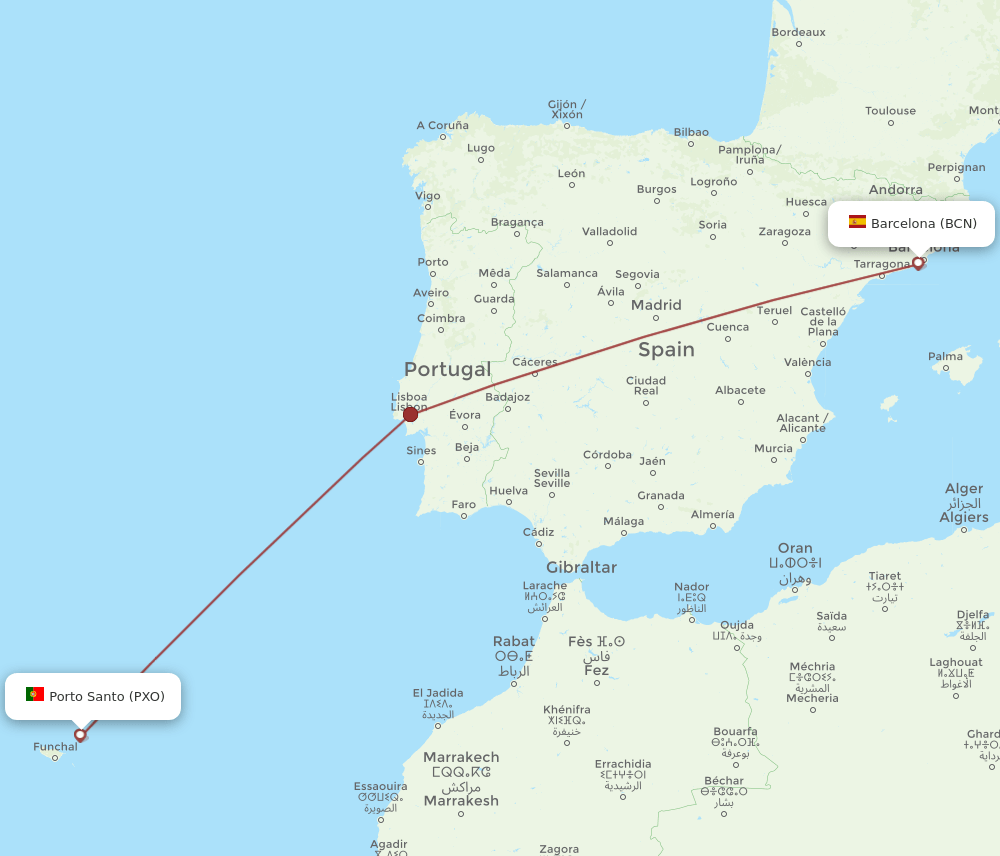 PXO-BCN flight routes