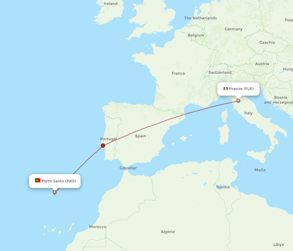 PXO to FLR flights and routes map