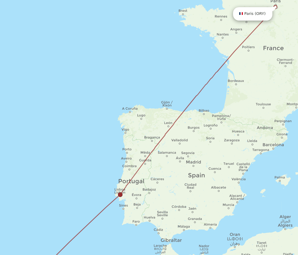 PXO to ORY flights and routes map