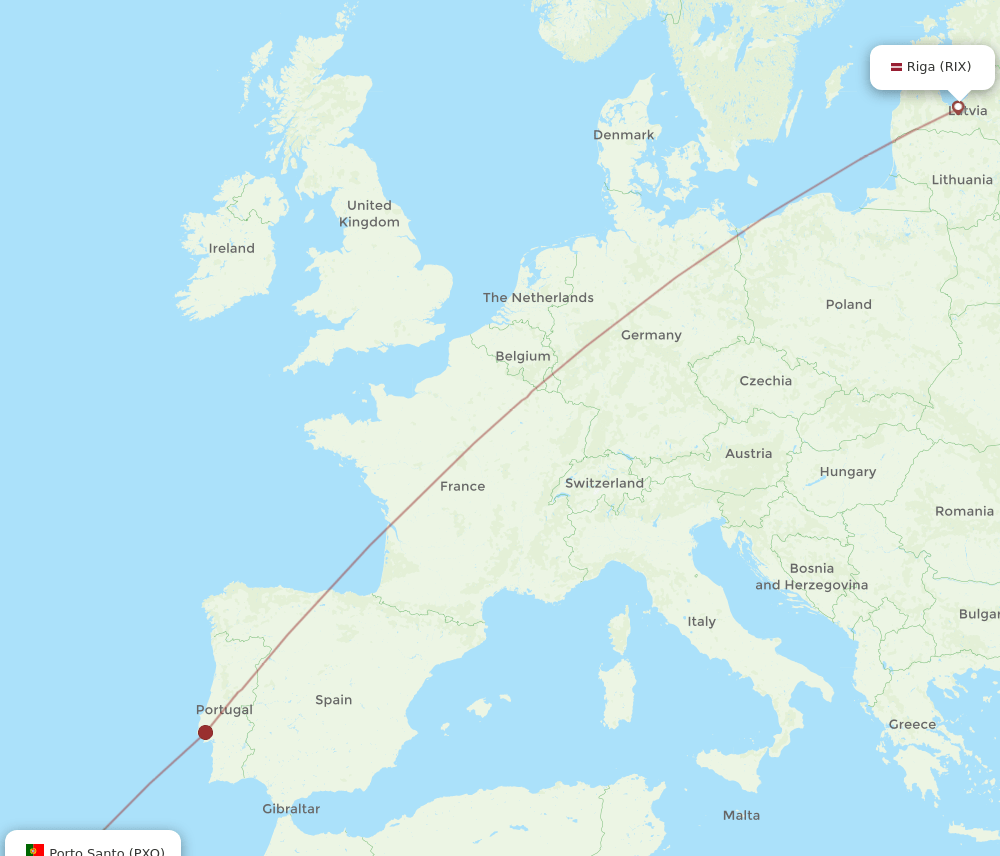 PXO-RIX flight routes