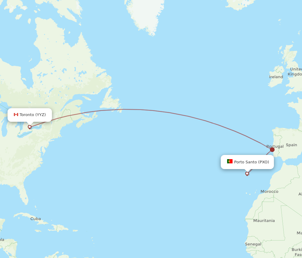 YYZ to PXO flights and routes map