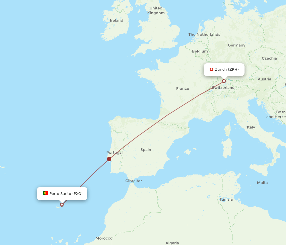 PXO-ZRH flight routes
