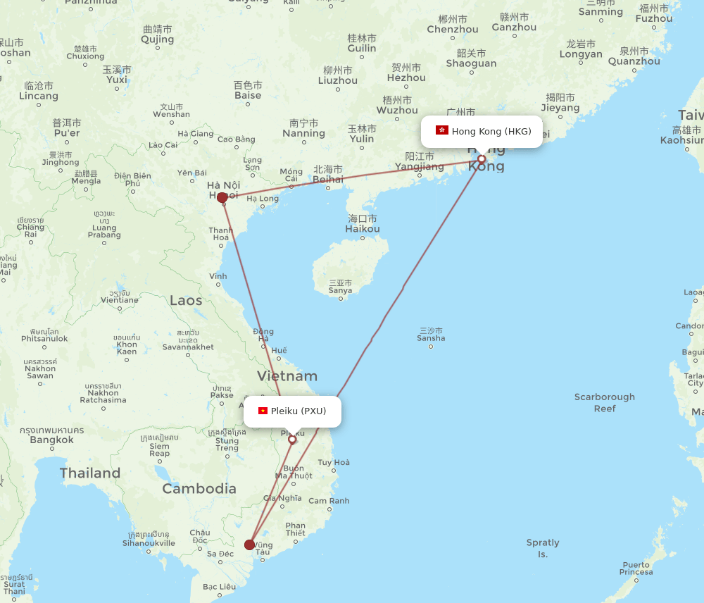 PXU-HKG flight routes