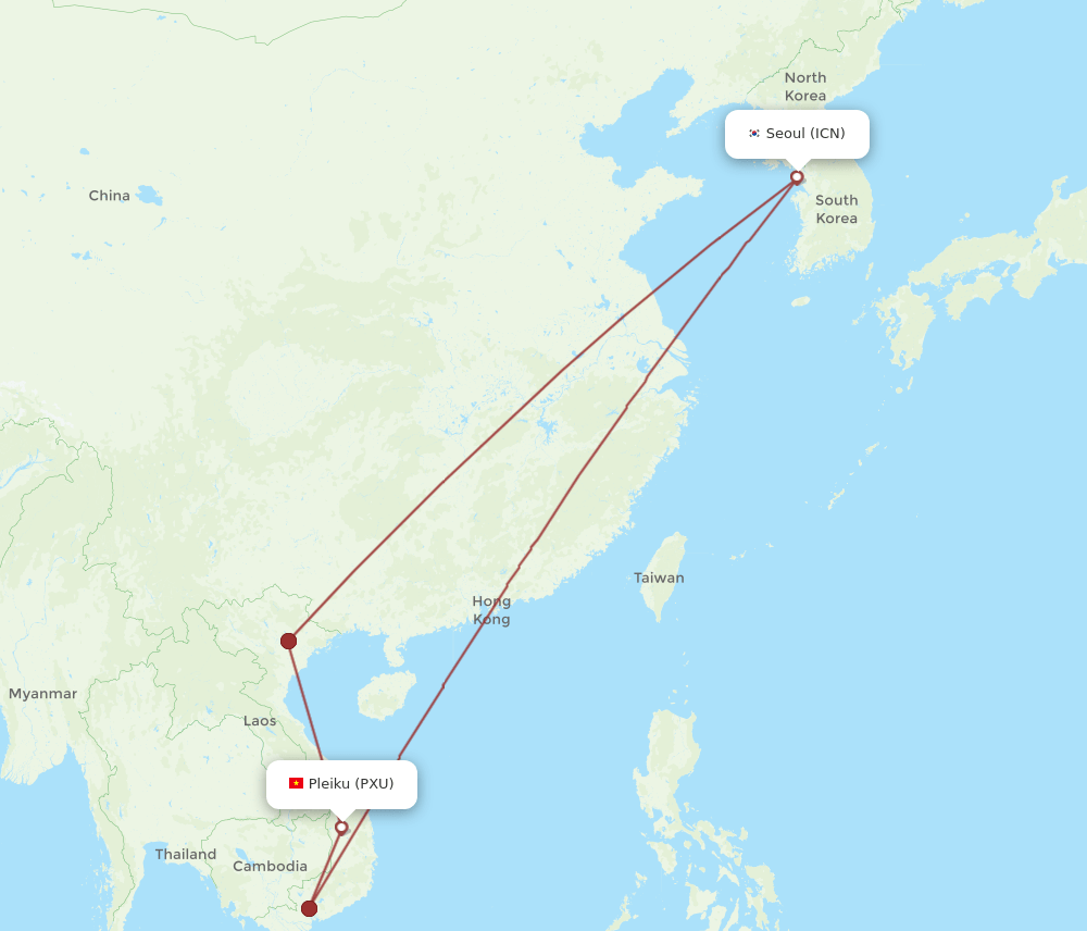 PXU-ICN flight routes