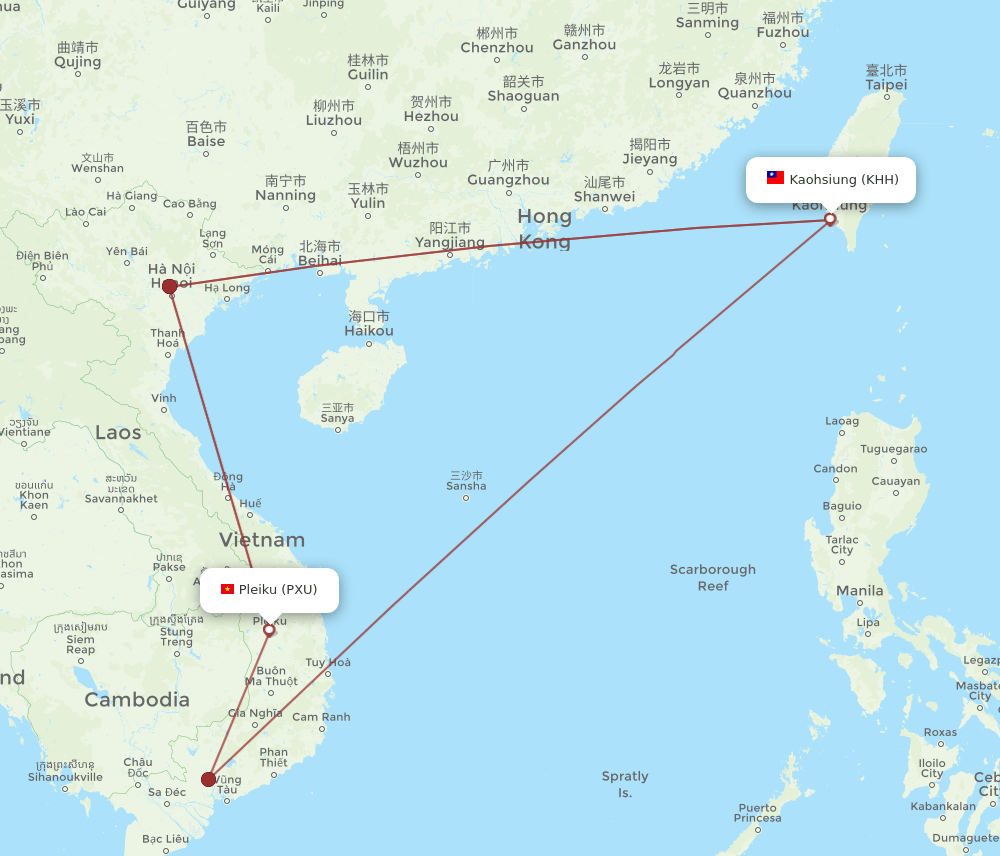 PXU-KHH flight routes