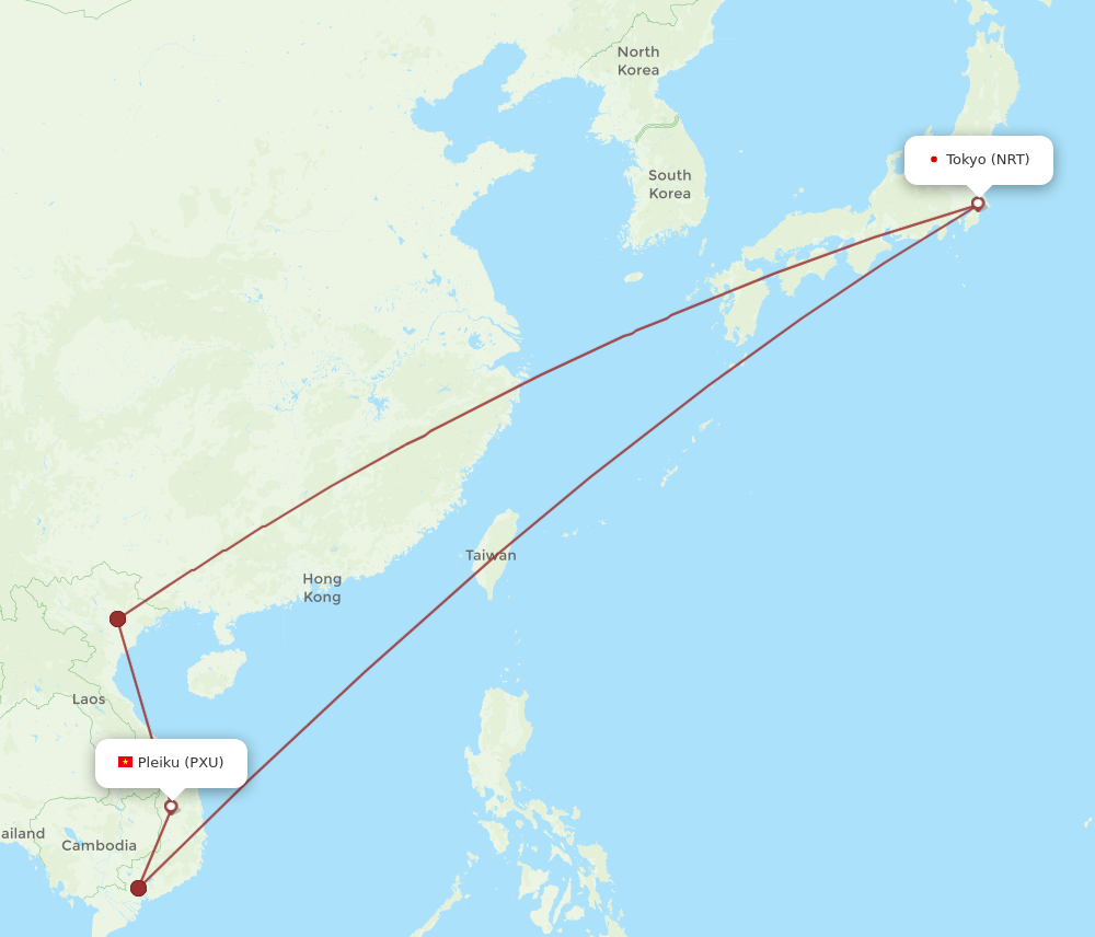 PXU to NRT flights and routes map