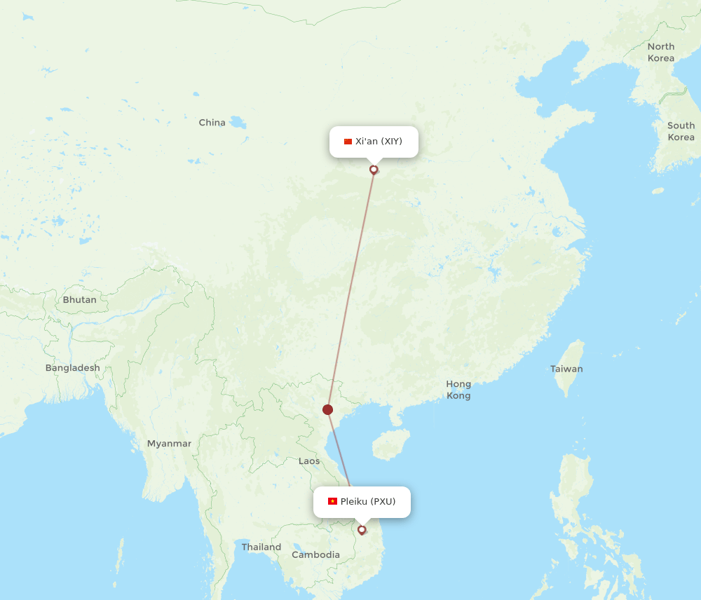 PXU-XIY flight routes