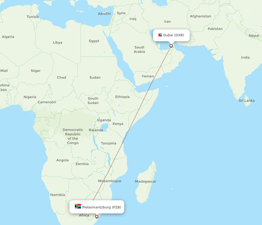 PZB-DXB flight routes