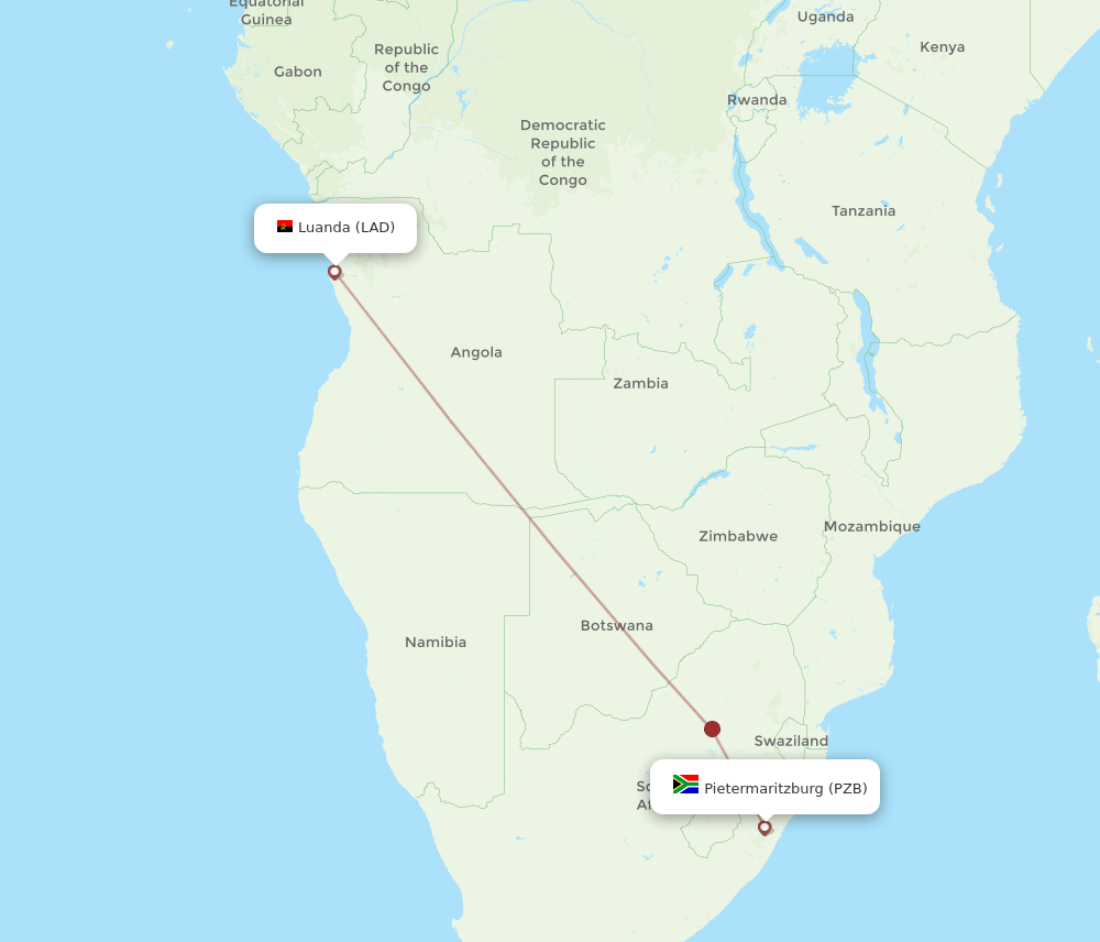 PZB to LAD flights and routes map