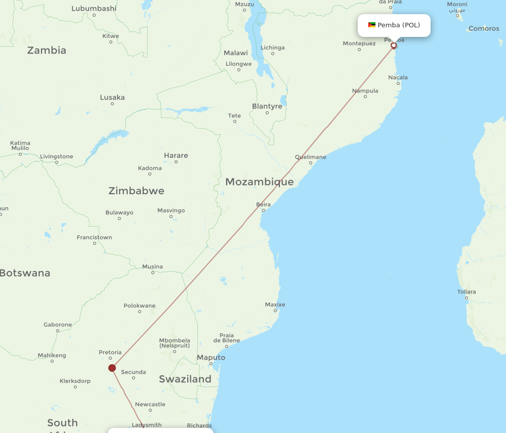 PZB-POL flight routes