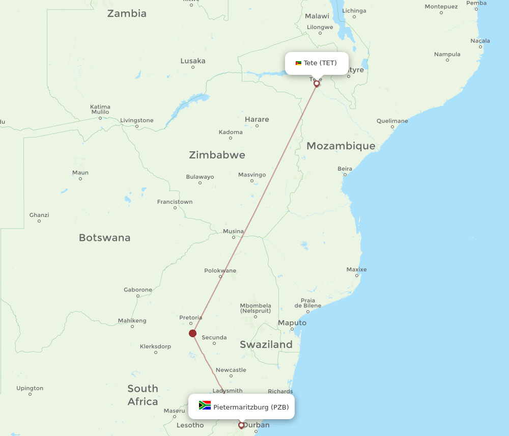 PZB-TET flight routes