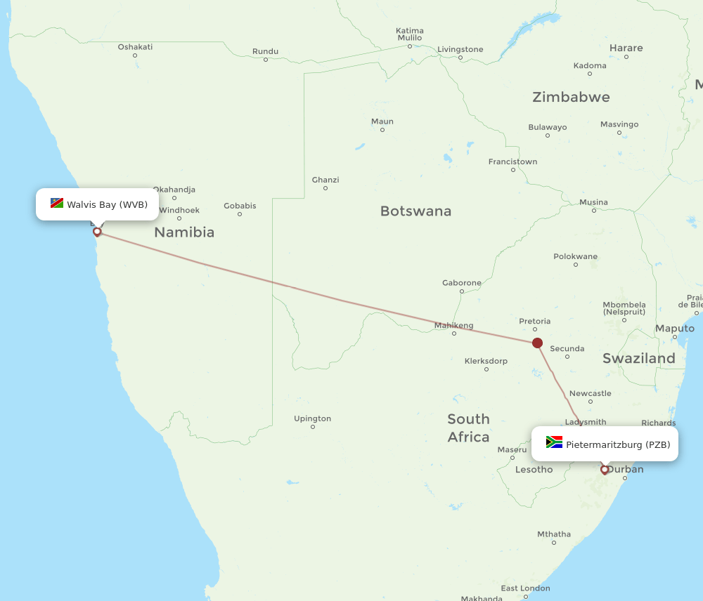 PZB-WVB flight routes