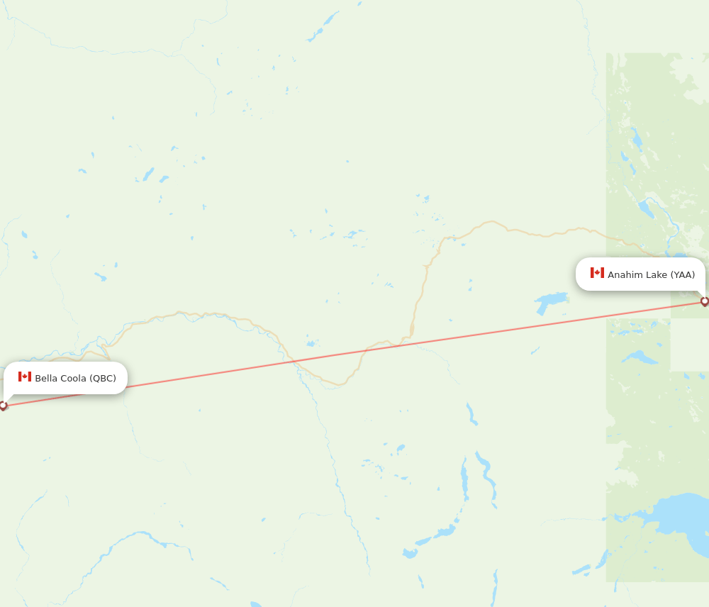 QBC to YAA flights and routes map