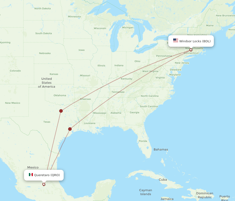QRO-BDL flight routes