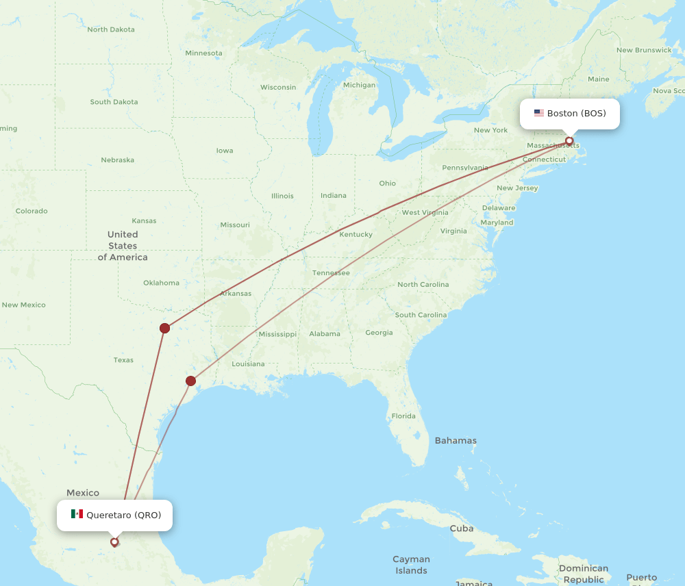 QRO-BOS flight routes