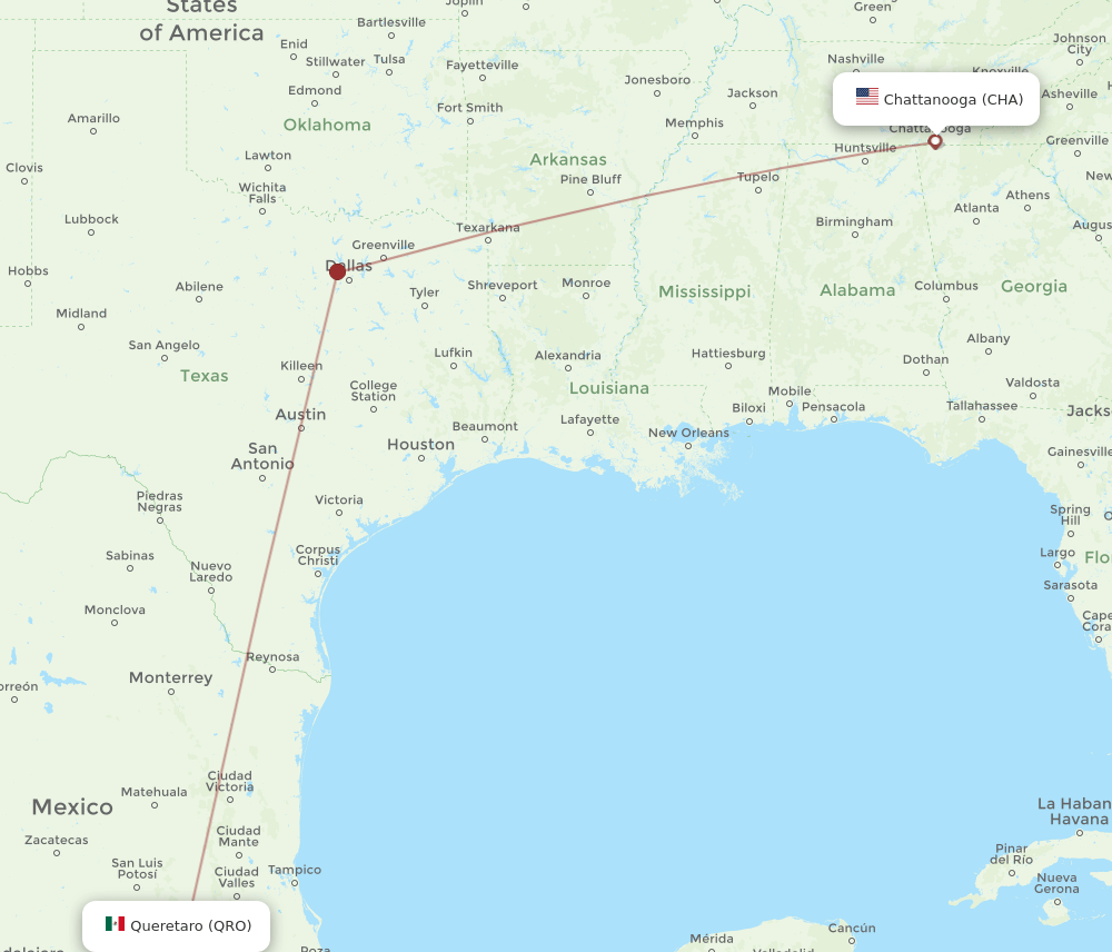 QRO-CHA flight routes