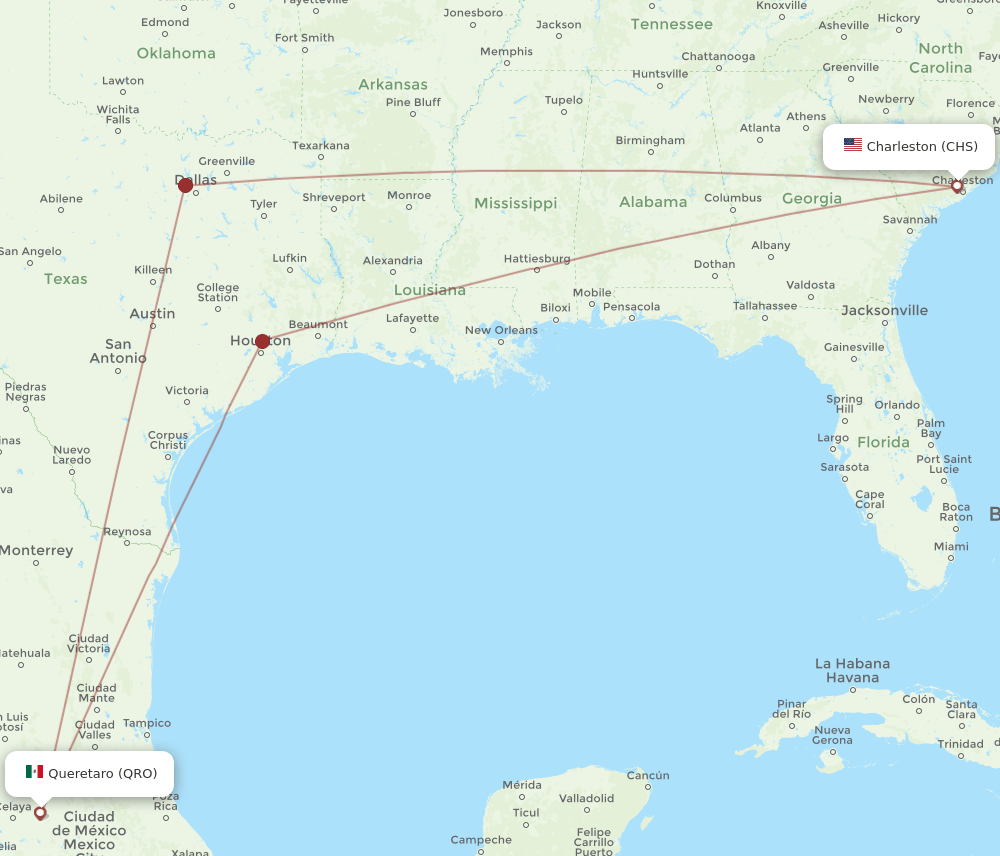 QRO-CHS flight routes