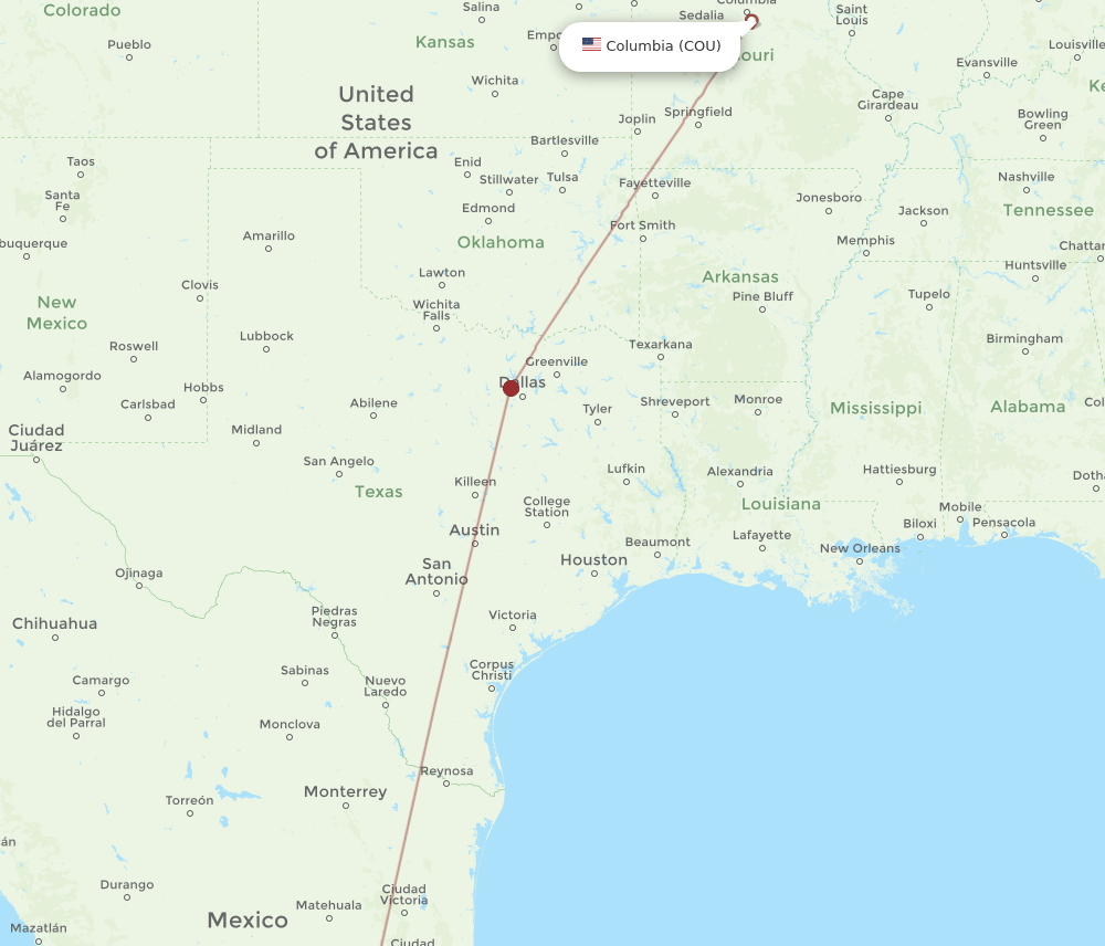 QRO to COU flights and routes map