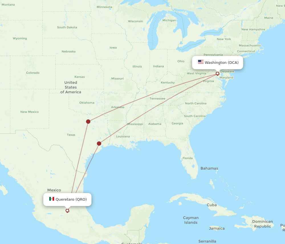 QRO-DCA flight routes