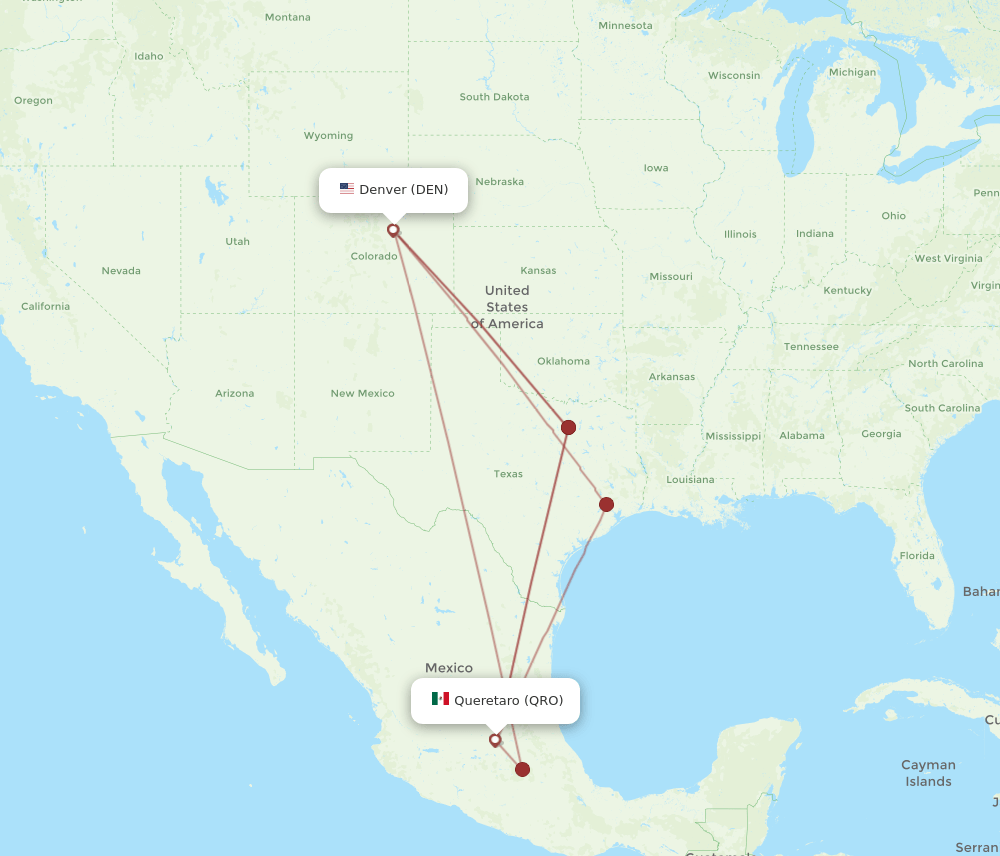 QRO to DEN flights and routes map