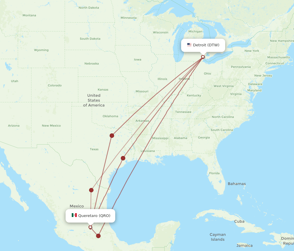 QRO-DTW flight routes