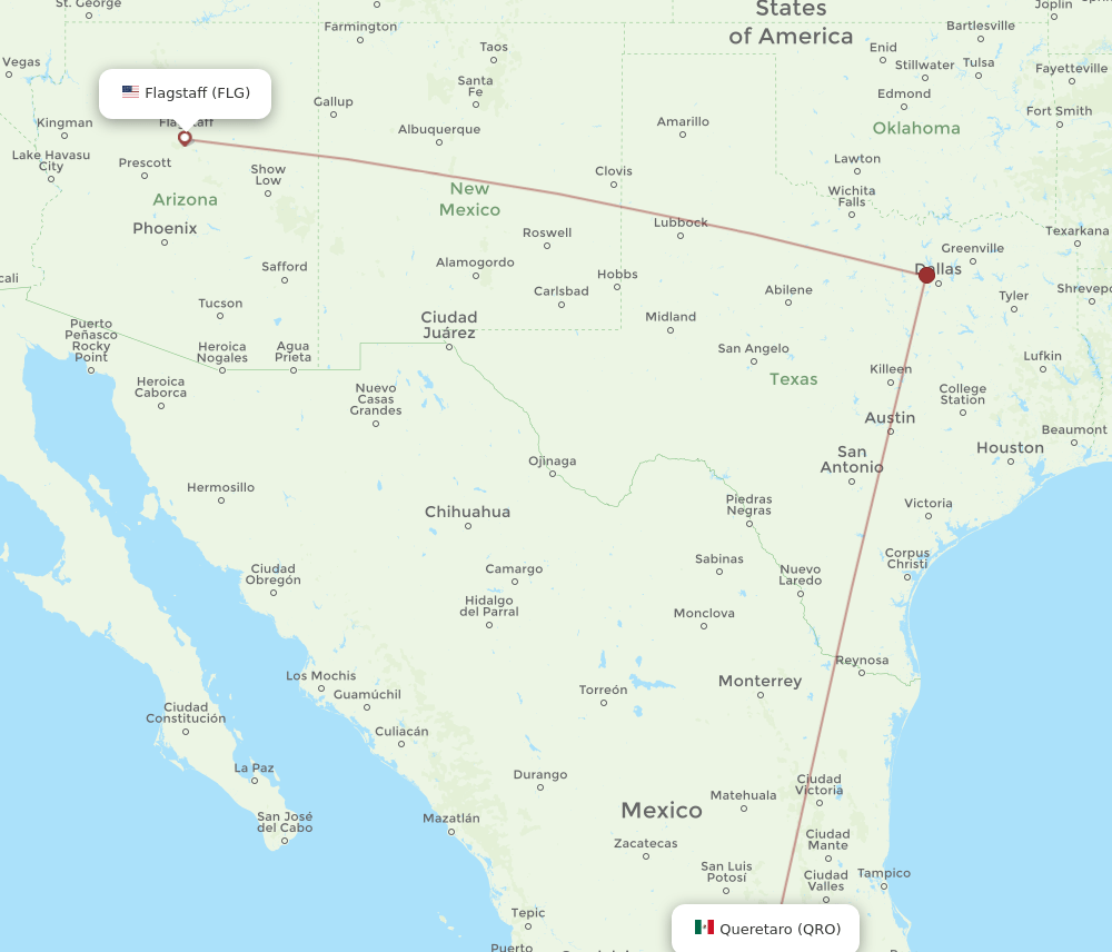 QRO-FLG flight routes