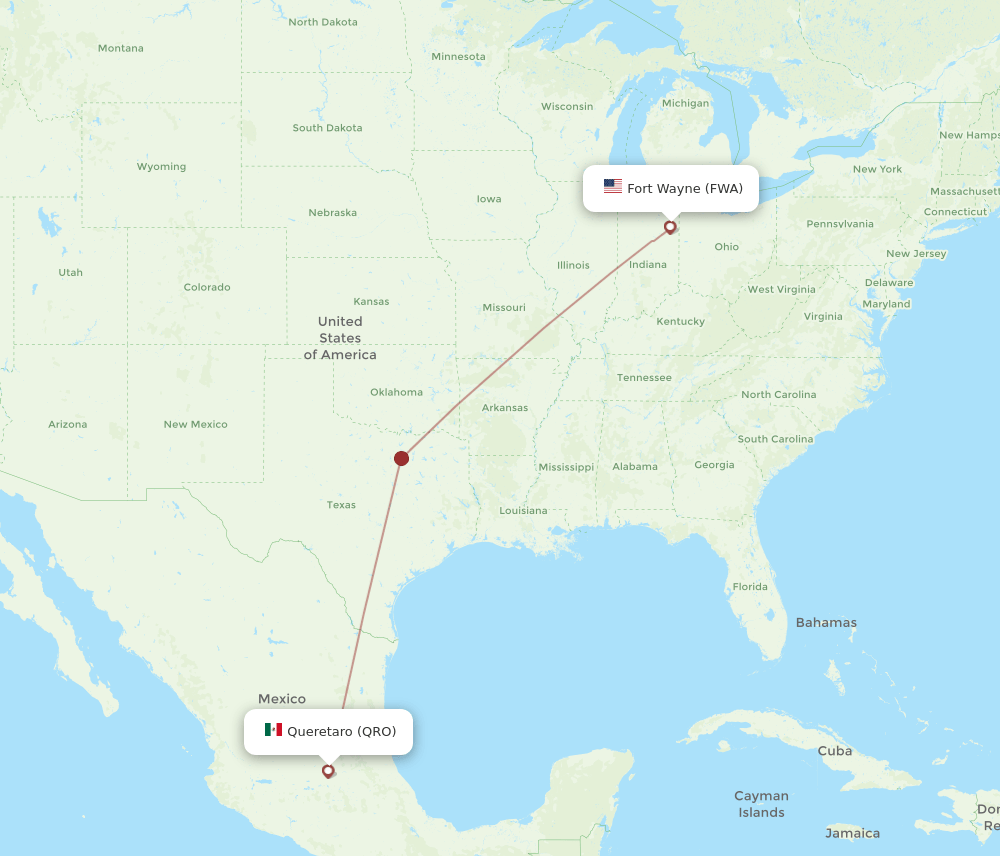 QRO-FWA flight routes