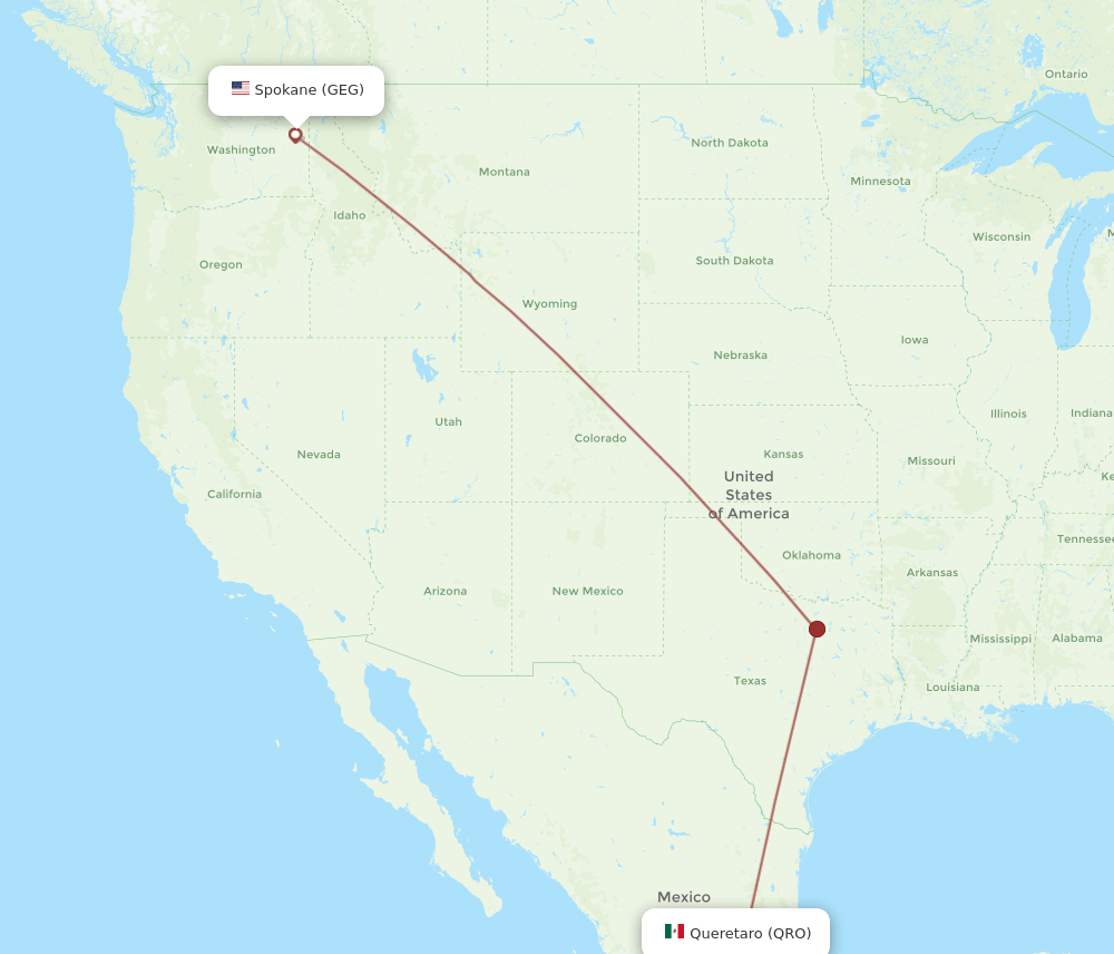 QRO-GEG flight routes