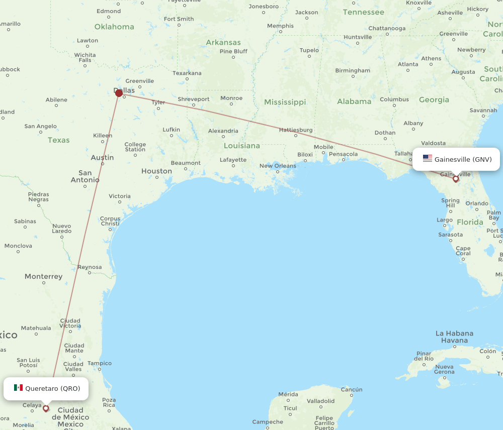 QRO-GNV flight routes