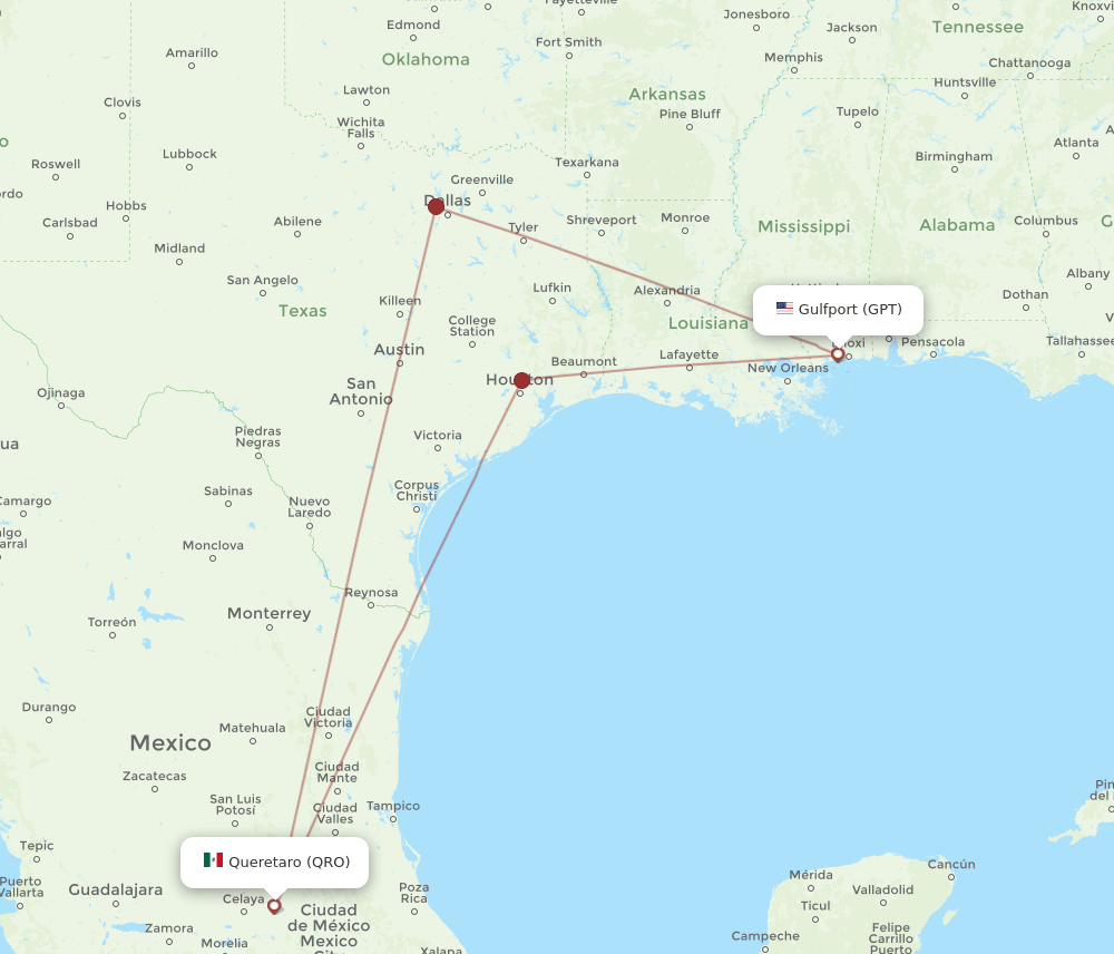 QRO-GPT flight routes