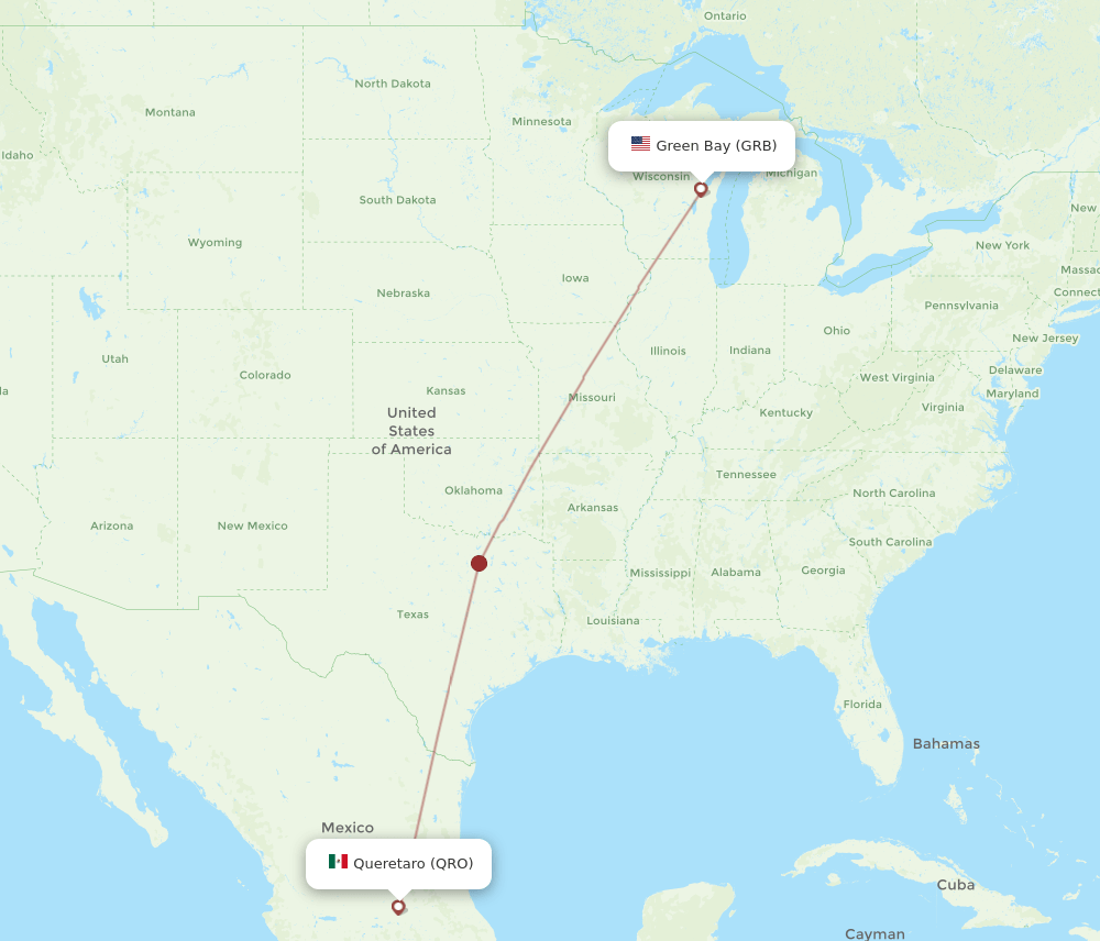 QRO-GRB flight routes