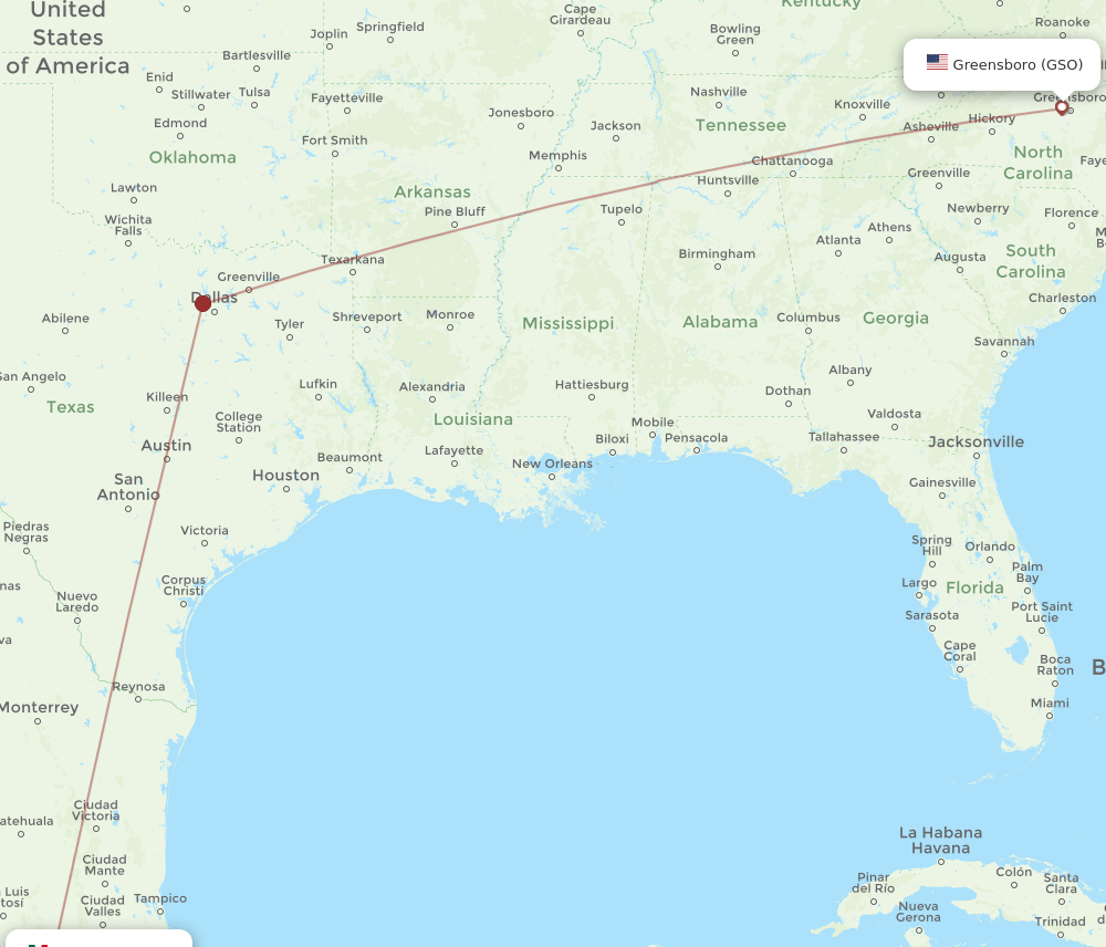 QRO-GSO flight routes