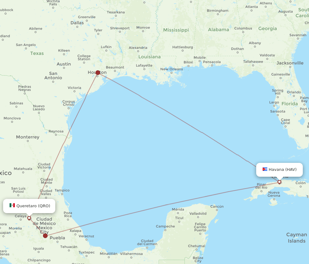 QRO-HAV flight routes