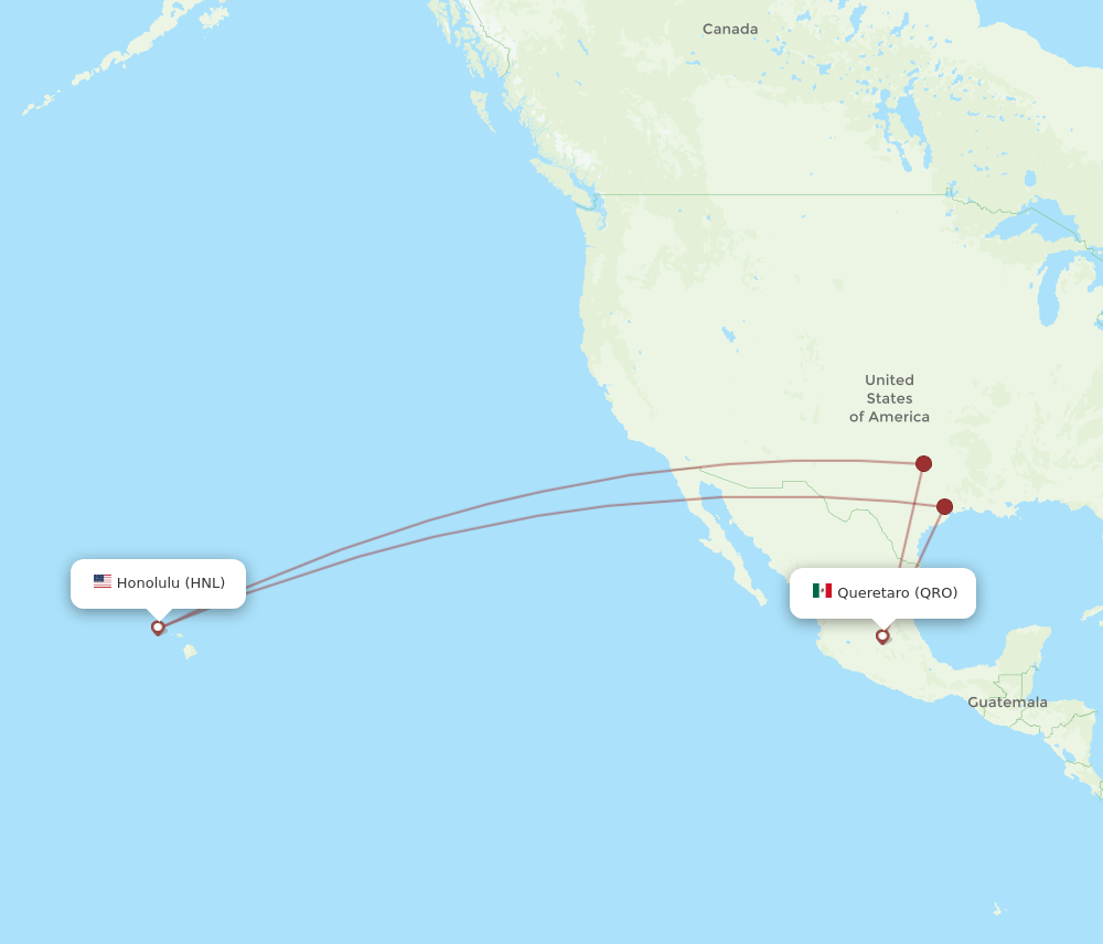 QRO-HNL flight routes