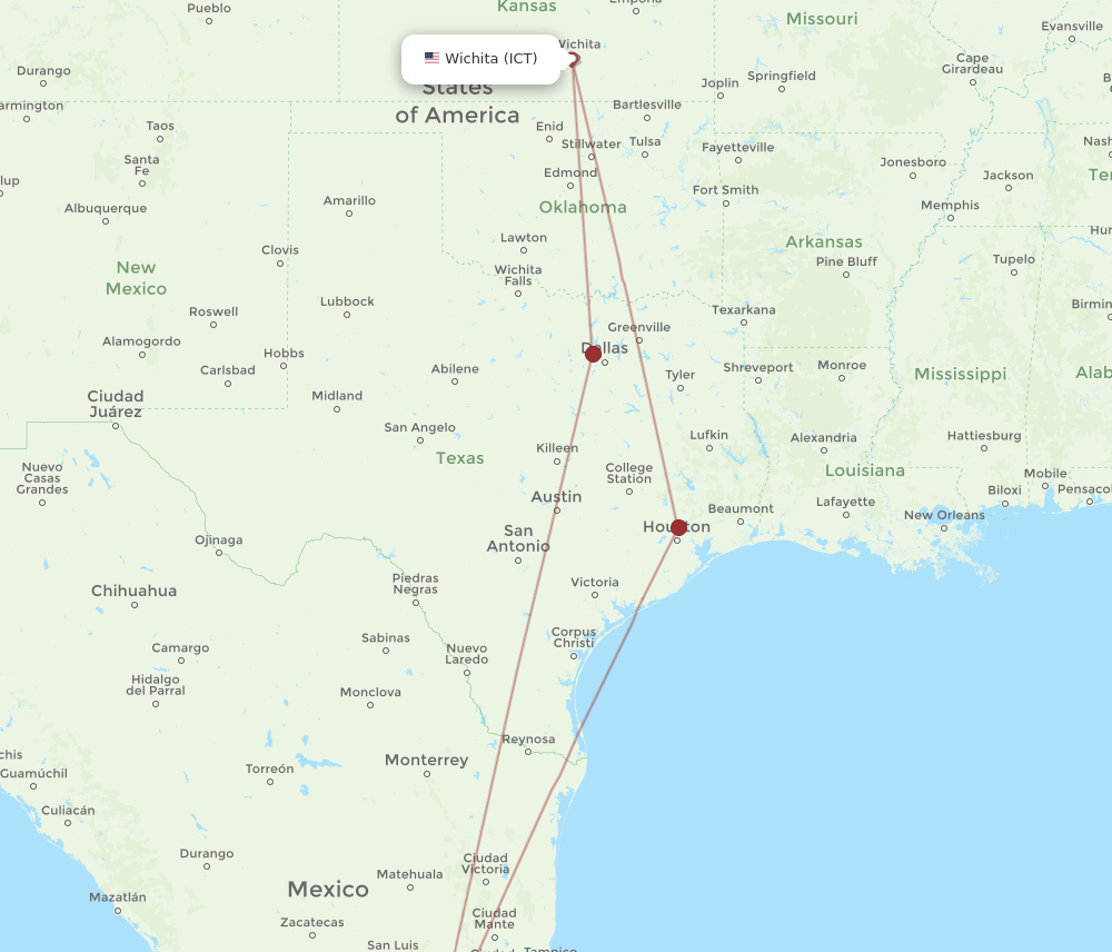 QRO-ICT flight routes