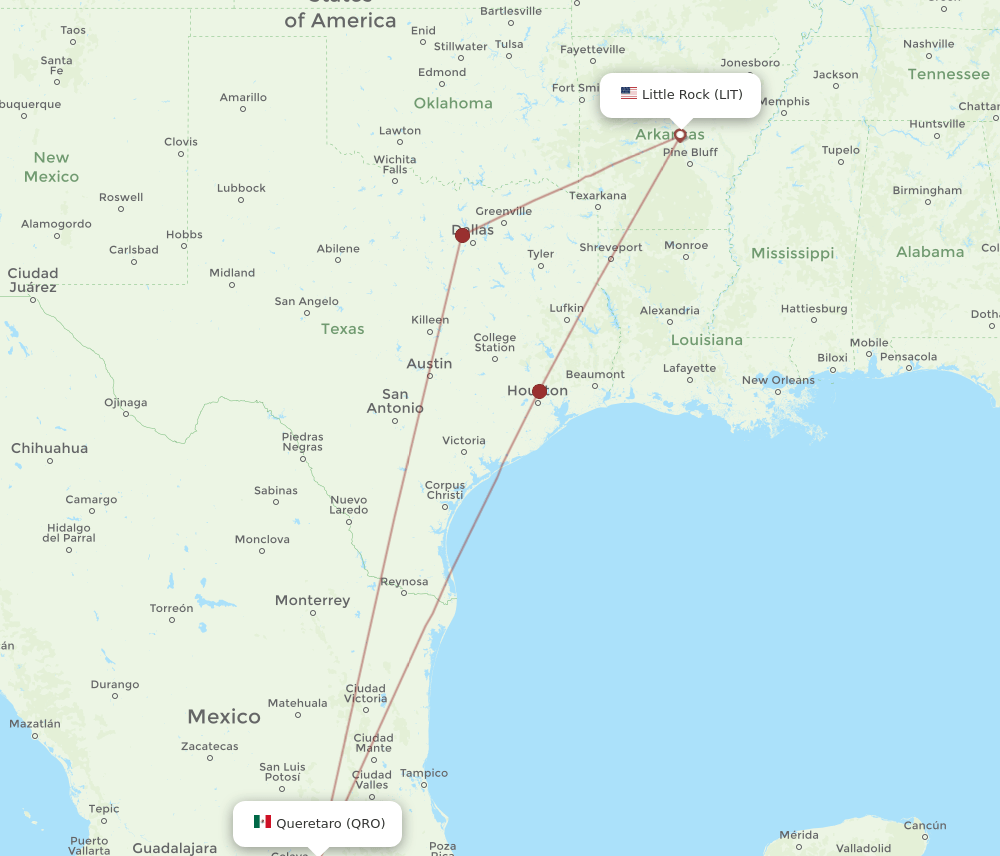 QRO-LIT flight routes